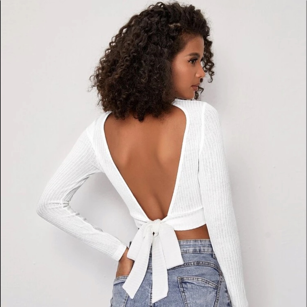 Shein White Backless Top